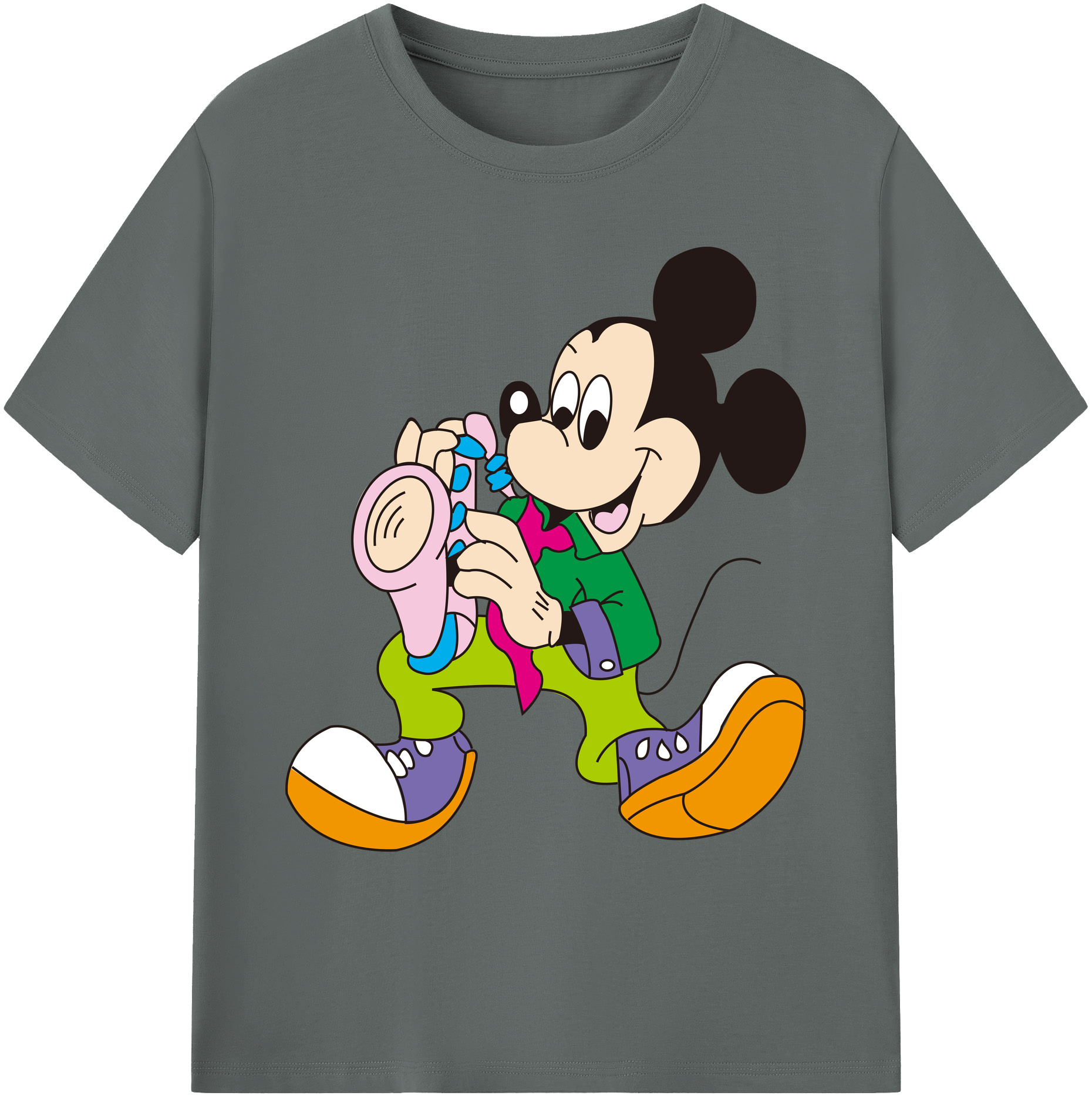 ミッキーマウス Mickey Mouse 綿100％ メンズ半袖Tシャツ｜肌触りやわらか＆通気性